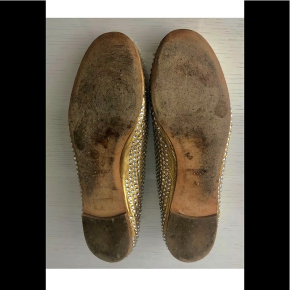 GUISEPPE ZANOTTI Gold flats w/ Swarovski Crystals - Picture 4 of 4